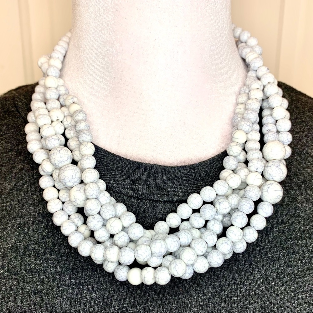 Marble looking layered beaded necklace